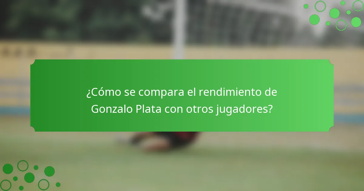 ¿Cómo se compara el rendimiento de Gonzalo Plata con otros jugadores?