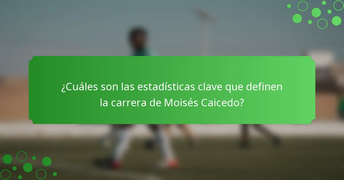 ¿Cuáles son las estadísticas clave que definen la carrera de Moisés Caicedo?