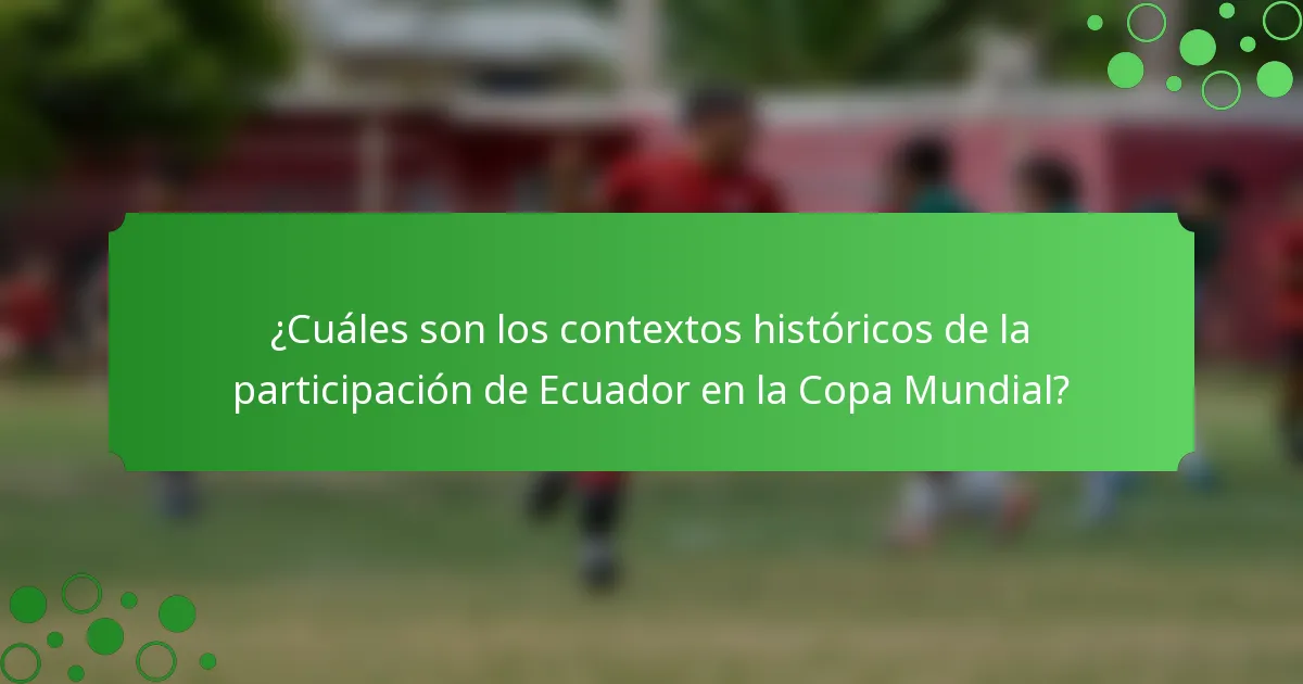 ¿Cuáles son los contextos históricos de la participación de Ecuador en la Copa Mundial?
