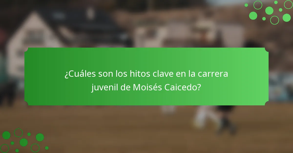 ¿Cuáles son los hitos clave en la carrera juvenil de Moisés Caicedo?
