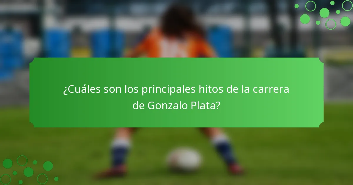 ¿Cuáles son los principales hitos de la carrera de Gonzalo Plata?