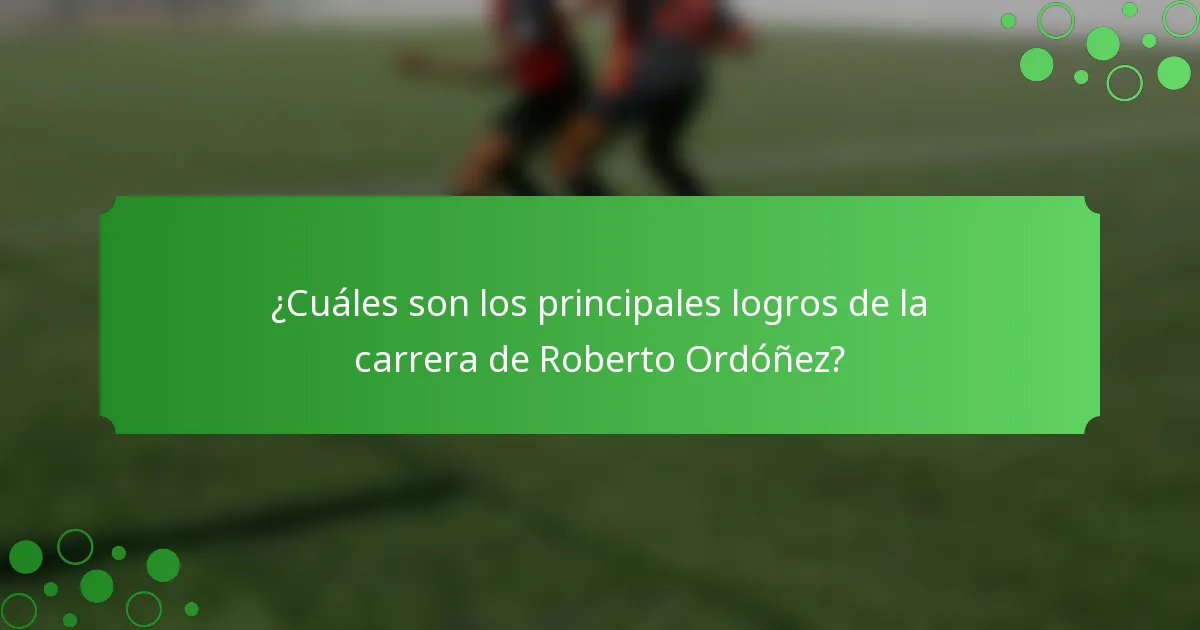 ¿Cuáles son los principales logros de la carrera de Roberto Ordóñez?