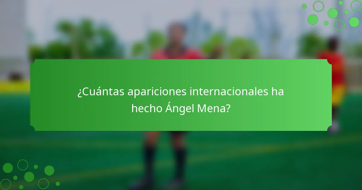 ¿Cuántas apariciones internacionales ha hecho Ángel Mena?