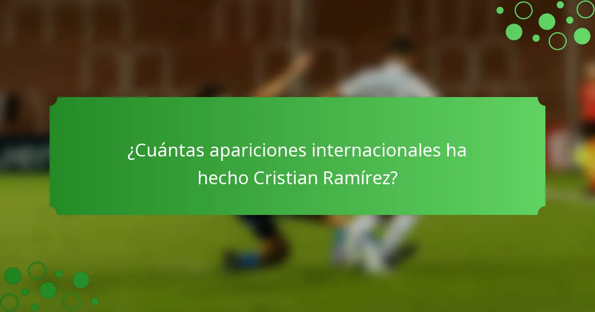 ¿Cuántas apariciones internacionales ha hecho Cristian Ramírez?
