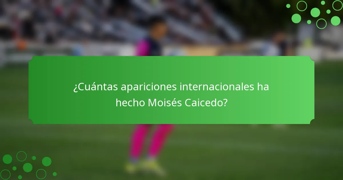 ¿Cuántas apariciones internacionales ha hecho Moisés Caicedo?
