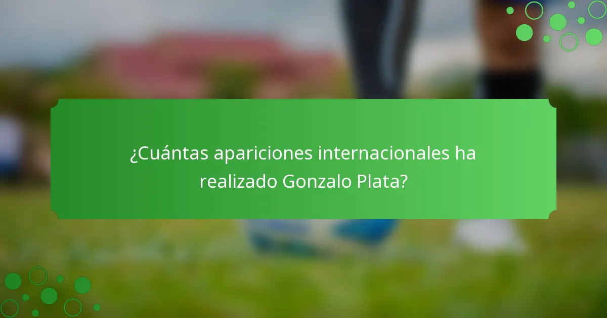 ¿Cuántas apariciones internacionales ha realizado Gonzalo Plata?