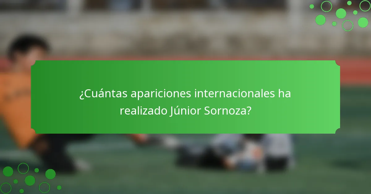 ¿Cuántas apariciones internacionales ha realizado Júnior Sornoza?
