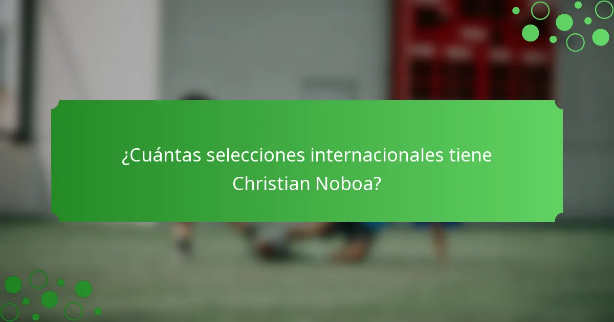 ¿Cuántas selecciones internacionales tiene Christian Noboa?