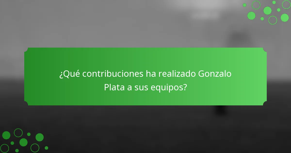 ¿Qué contribuciones ha realizado Gonzalo Plata a sus equipos?